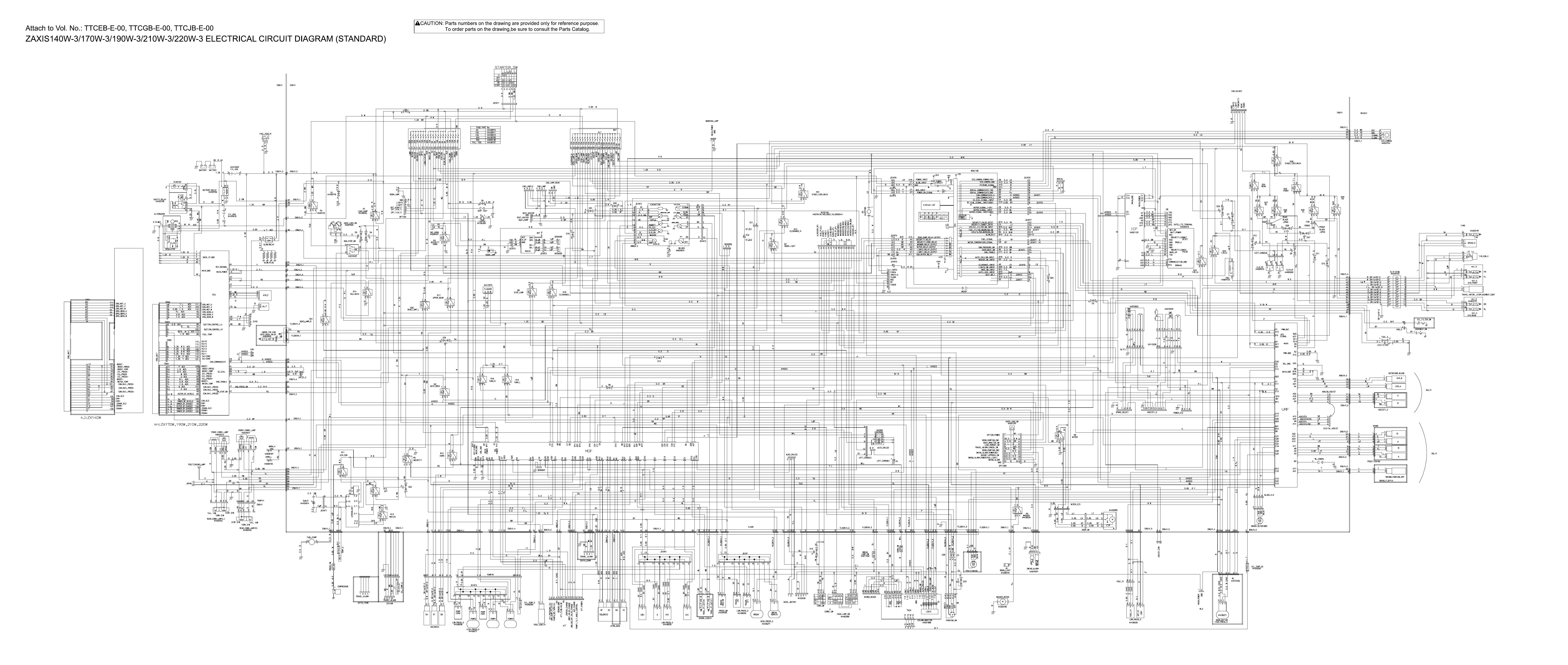 ELECTRICAL CIRCUIT HITACHI DIAGRAM ZAXIS ZX140W-3, ZX170W-3, ZX190W-3, ZX210W-3, ZX220W-3